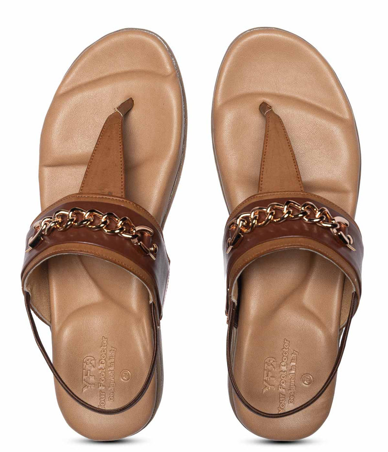 Ortho Flat Feet Sandals With Arch Support Tan Strap Sandal With Back Strap